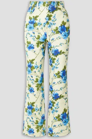 RICHARD QUINN Floral-print high-rise straight-leg jeans - White