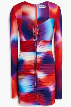 Rebecca Vallance Del Prado ruched cutout printed mini dress