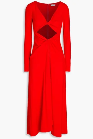 ROSETTA GETTY Twisted cutout ribbed cotton midi dress