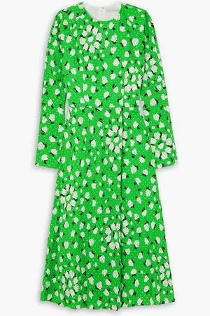 EMILIA WICKSTEAD Tazmin floral-print Swiss-dot textured cotton-blend midi dress