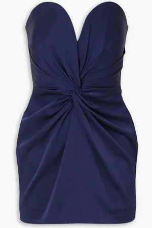 ALEX PERRY Kord strapless twist-front satin-crepe mini dress - Blue