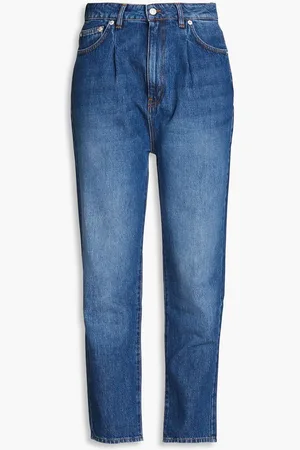 OFFICINE GENERALE Dana cropped faded high-rise tapered jeans - Blue