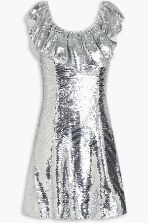 Shrimps Emmeline ruffled sequined tulle mini dress - Metallic