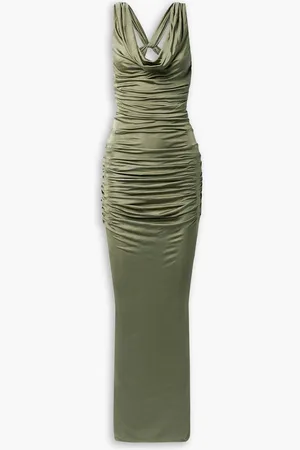 GAUGE81 Ina draped open-back satin-jersey maxi dress - Green