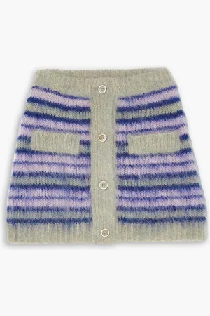 Marni Striped mohair-blend skirt - Purple