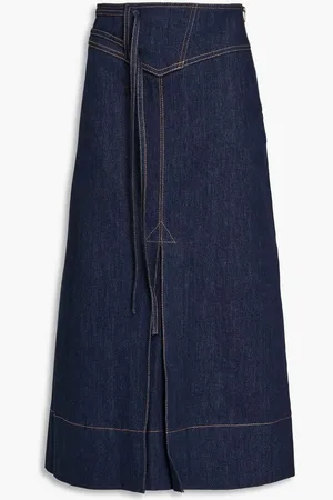 REJINA PYO Boone pleated denim midi skirt - Blue