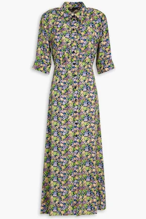 Maje Cutout floral-print georgette midi dress