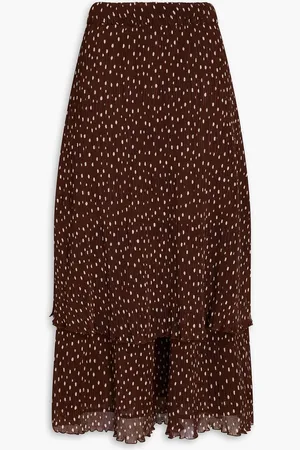Ganni Pleated polka-dot georgette midi skirt