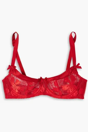 Agent Provocateur Ettah embroidered tulle and satin underwired soft-cup balconette bra