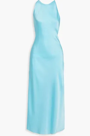 ROSETTA GETTY Open back satin-crepe maxi dress - Blue