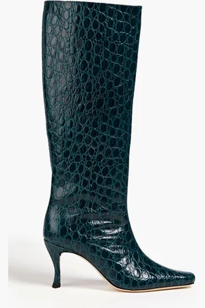 By Far Stevie croc-effect leather knee boots - Green