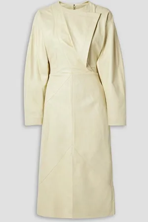 Isabel Marant Lazuli wrap-effect paneled leather midi dress - White