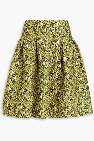 Oscar de la Renta Pleated cloqué mini skirt - Yellow