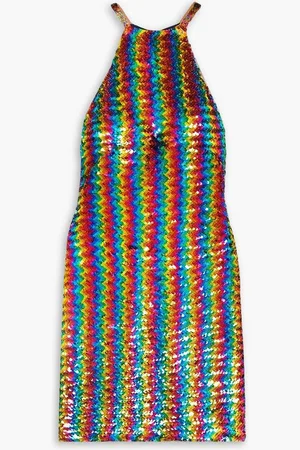 ASHISH Striped sequined georgette mini dress