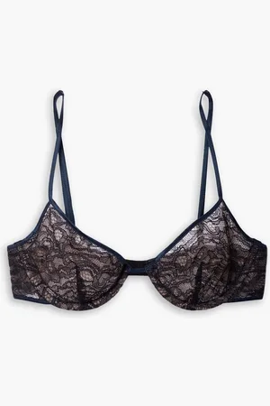 Kiki de Montparnasse Enchante satin-trimmed lace underwired soft-cup bra - Blue