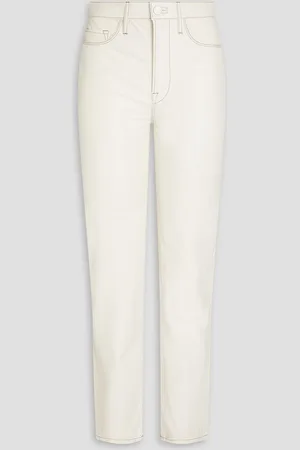 Frame Le Super High Straight leather straight-leg pants - White