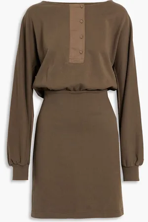 3.1 Phillip Lim Poplin-trimmed French cotton-terry mini dress - Green