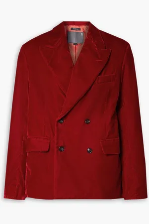 R13 Double-breasted velvet blazer - Red