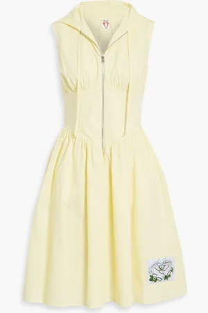 Shrimps Gabriella cotton-poplin hooded dress - Yellow
