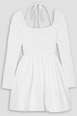 Staud Cassidy shirred cotton-blend poplin mini dress