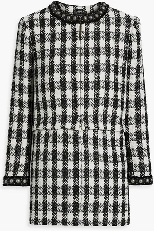ALICE+OLIVIA Alice Olivia - Deon convertible embellished checked tweed jacket