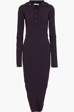 Eytys Kitana split-side ribbed-knit midi dress - Purple