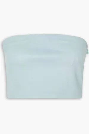 SPRWMN Strapless cropped leather top - Blue