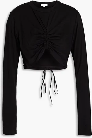 A.L.C. Cropped ruched cotton-jersey top