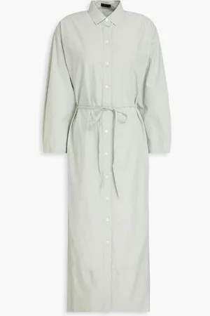 ATM Anthony Thomas Melillo Striped cotton-poplin midi shirt dress - Green