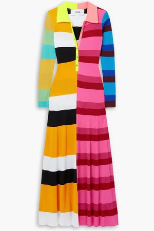 Christopher John Rogers Colorblock ribbed wool-blend maxi dress