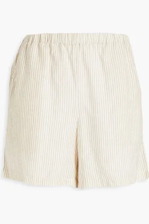 RAG&BONE Maye striped modal and linen-blend shorts - Neutral