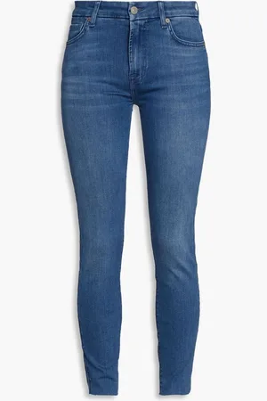 7 for all Mankind Faded mid-rise skinny jeans - Blue