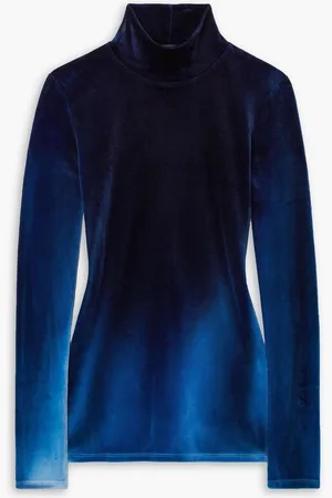 Proenza Schouler Ombré stretch-velvet turtleneck top - Blue