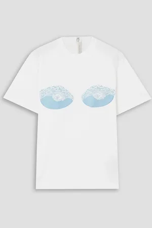 Christopher Kane Lace-trimmed crepe and cotton-jersey T-shirt