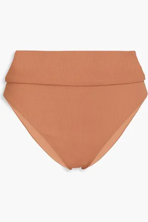 ONIA Stacey ribbed high-rise bikini briefs - Brown