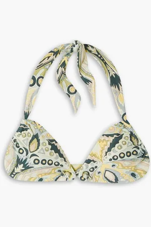 Cult Gaia Avis printed halterneck bikini top