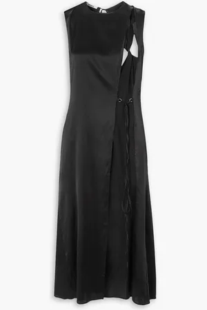 Supriya Lele Tie-detailed cutout silk-blend satin midi dress
