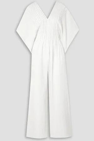Caravana Quillen open-back pintucked cotton jumpsuit