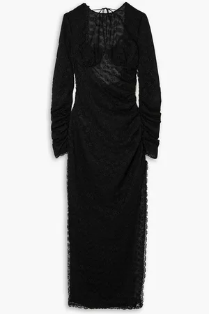 Alessandra Rich Open-back ruched lace maxi dress