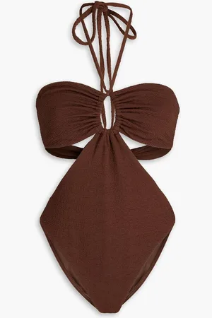 Mara Hoffman Blanca cutout seersucker halterneck swimsuit