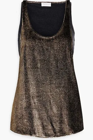 Brunello Cucinelli Layered metallic knitted tank - Metallic