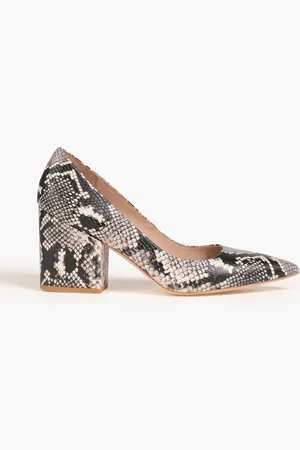 Stuart Weitzman Ave 75 snake-effect leather pumps