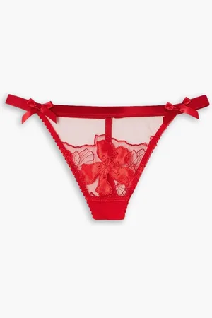 Agent Provocateur Ettah embroidered tulle and satin thong