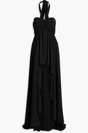 RONNY KOBO Natasha cutout ruched georgette halterneck maxi dress