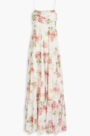 by Ti Mo Tiered floral-print georgette maxi dress - Pink