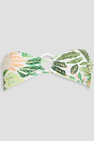 Solid Printed bandeau bikini top