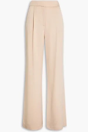 VERONICA BEARD Robinne pleated satin-crepe wide-leg pants - Neutral