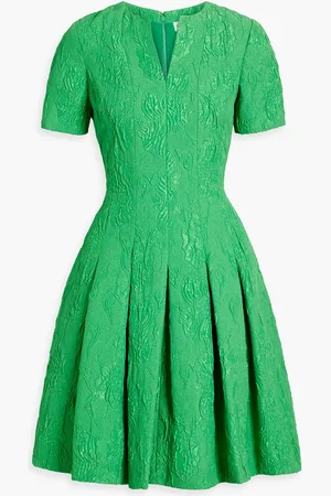 Oscar de la Renta Pleated satin-cloqué mini dress