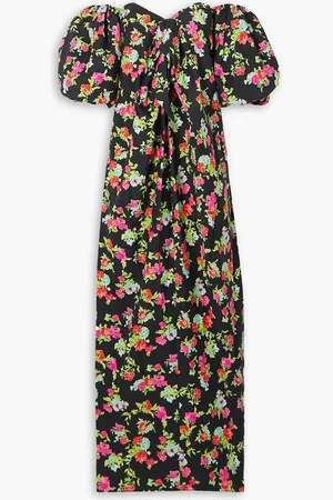 Caroline Constas Reyna off-the-shoulder tie-detailed floral-print cotton-blend poplin maxi dress