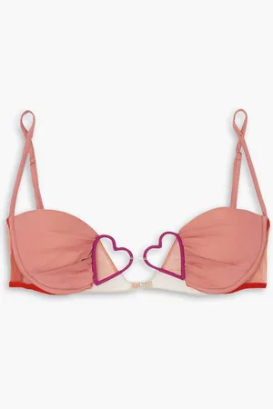 Nensi Dojaka Heart appliquéd stretch-tulle and jersey underwired soft-cup bra - Pink